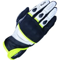 Oxford RP-3 2.0 Leather Short Sports Motorcycle Gloves -Biker Style Shop lrgscale16001 Oxford RP 3 2.0 Leather Sports Short Motorcycle Gloves Black White Fluo 1315 1