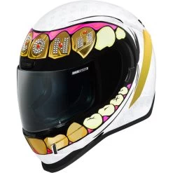 Icon Airform Grillz Motorcycle Helmet & Visor -Biker Style Shop lrgscale17287 Icon Airform Grillz Motorcycle Helmet White 1600 1