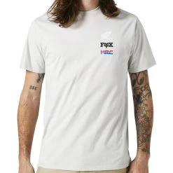 Fox Racing Honda Wing Short Sleeve Premium T-Shirt -Biker Style Shop lrgscale18306 Fox Racing Honda Wing Short Sleeve T Shirt Light Grey 1101 1