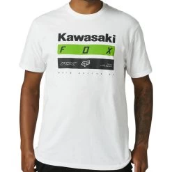 Fox Racing Kawasaki Stripes Short Sleeve Premium T-Shirt -Biker Style Shop lrgscale18308 Fox Racing Kawasaki Stripes Short Sleeve Premium T Shirt White 1130 1