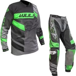 Wulf Matrix Adult Motocross Jersey & Pants Green Kit