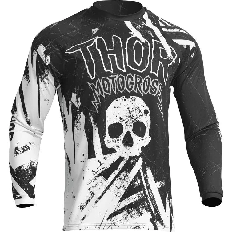 Thor Sector Gnar 2023 Youth Motocross Jersey & Pants Black White Kit 4 Thor Sector Gnar 2023 Youth Motocross Jersey & Pants Black White Kit - Image 4