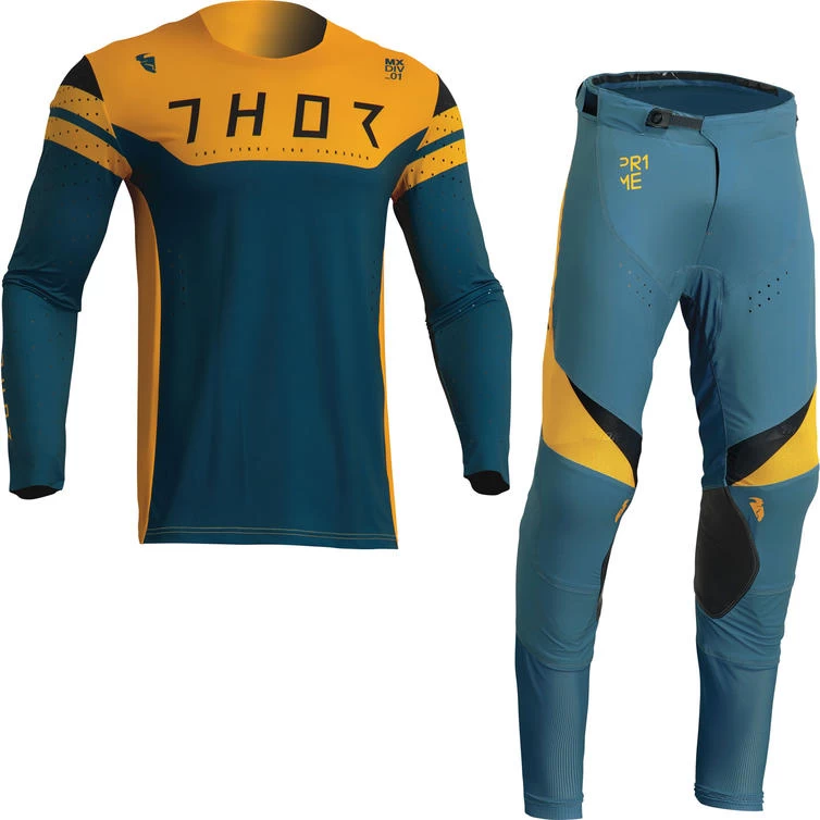 Thor Prime Rival 2023 Motocross Jersey & Pants Teal Yellow Kit 2 Thor Prime Rival 2023 Motocross Jersey & Pants Teal Yellow Kit - Image 2