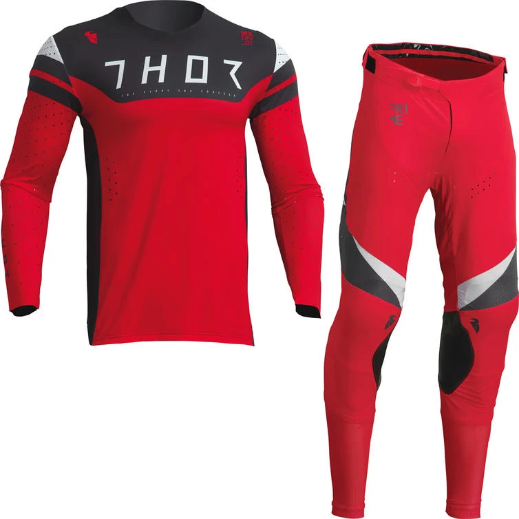Thor Prime Rival 2023 Motocross Jersey & Pants Charcoal Red Kit 1 Thor Prime Rival 2023 Motocross Jersey & Pants Charcoal Red Kit