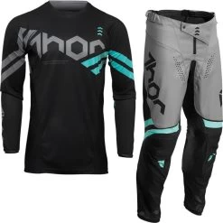 Thor Pulse Cube 2023 Motocross Jersey & Pants Black Mint Kit
