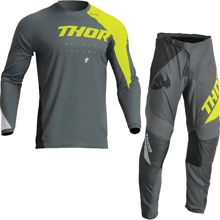 Thor Sector Edge 2023 Motocross Jersey & Pants Grey Acid Kit 2 Thor Sector Edge 2023 Motocross Jersey & Pants Grey Acid Kit - Image 2