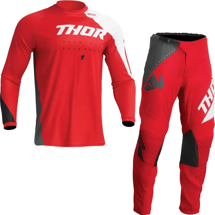 Thor Sector Edge 2023 Motocross Jersey & Pants Red White Kit 2 Thor Sector Edge 2023 Motocross Jersey & Pants Red White Kit - Image 2