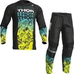 Thor Sector Atlas 2023 Youth Motocross Jersey & Pants Black Teal Kit -Biker Style Shop lrgscale18694 Thor Sector Atlas 2023 Youth Motocross Jersey Pants Black Teal Bundle 1600 1