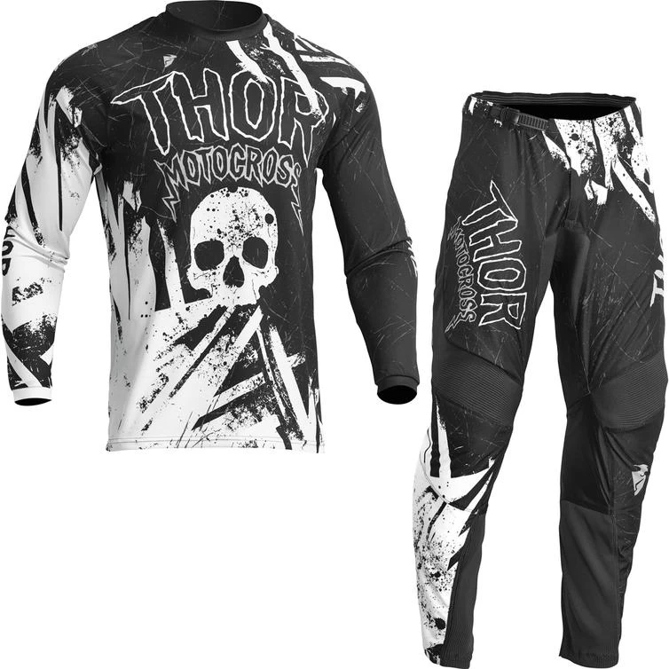 Thor Sector Gnar 2023 Youth Motocross Jersey & Pants Black White Kit 2 Thor Sector Gnar 2023 Youth Motocross Jersey & Pants Black White Kit - Image 2