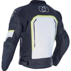 Oxford Strada Leather Motorcycle Jacket -Biker Style Shop lrgscale24727 Oxford Strada Leather Motorcycle Jacket Black White Fluo 1600 2