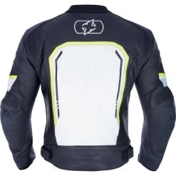 Oxford Strada Leather Motorcycle Jacket -Biker Style Shop lrgscale24727 Oxford Strada Leather Motorcycle Jacket Black White Fluo 1600 3