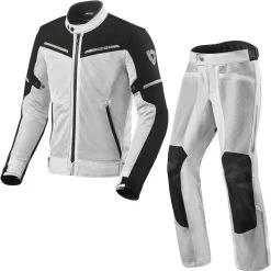 Biker Style Shop -Biker Style Shop lrgscale26074 Rev It Airwave 3 Motorcycle Jacket Trousers Silver Black Kit 1600 1