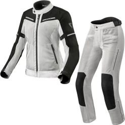 Rev It Airwave 3 Ladies Motorcycle Jacket & Trousers Silver Black Kit