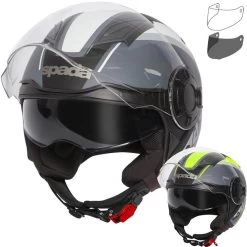 Spada Lycan Strobe Open Face Motorcycle Helmet & Visor