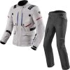Rev It Vertical GTX Jacket & Globe GTX Trousers Motorcycle Silver Black Kit