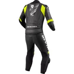 Rev It Apex Combi Two Piece Leather Motorcycle Suit -Biker Style Shop lrgscale27043 Rev It Apex Combi Two Piece Leather Motorcycle Suit Black Neon Yellow 1600 2