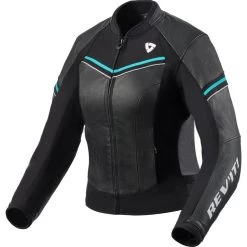 Rev It Rev It Median Ladies Leather Motorcycle Jacket 10 Rev It Rev It Median Ladies Leather Motorcycle Jacket -Biker Style Shop lrgscale27064 Rev It Median Ladies Leather Motorcycle Jacket Black Turquoise 1600 1