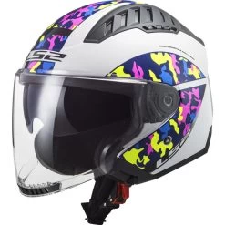 LS2 LS2 OF600 Copter Crispy Open Face Motorcycle Helmet & Visor -Biker Style Shop lrgscale27253 LS2 OF600 Copter Crispy Open Face Motorcycle Helmet White Hi Vis Yellow 1600 1