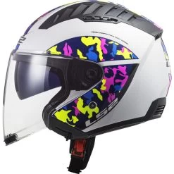 LS2 LS2 OF600 Copter Crispy Open Face Motorcycle Helmet & Visor -Biker Style Shop lrgscale27253 LS2 OF600 Copter Crispy Open Face Motorcycle Helmet White Hi Vis Yellow 1600 2
