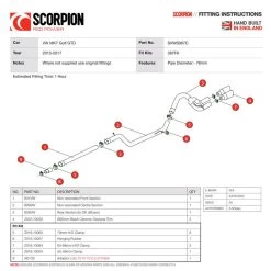 Scorpion Car Exhaust Cat-Back System (Non-Resonated) 90mm Black Ceramic Daytona - Volkswagen Golf MK7 GTD 2013 - 2017 -Biker Style Shop lrgscale27391 SVWS067C Scorpion Car Exhaust Cat Back System 90mm Black Daytona VW Golf MK7 GTD 1600 7