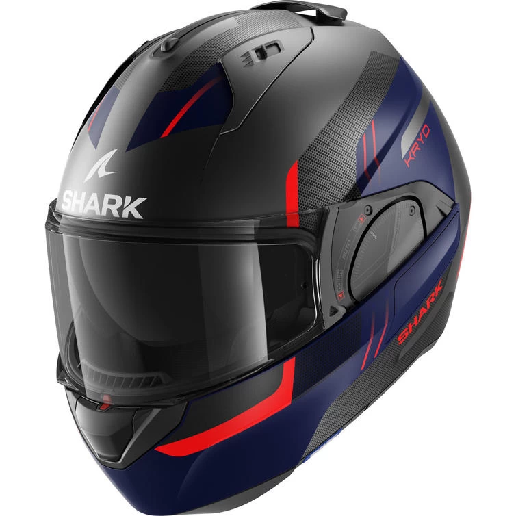 Shark Evo-ES Kryd Matt Anthracite Blue Red Flip Front Motorcycle Helmet & Visor 6 Shark Evo-ES Kryd Matt Anthracite Blue Red Flip Front Motorcycle Helmet & Visor - Image 6