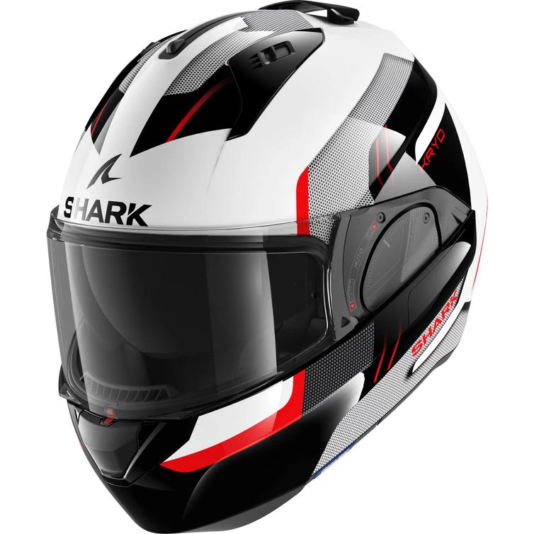 Shark Evo-ES Kryd White Black Red Flip Front Motorcycle Helmet & Visor 6 Shark Evo-ES Kryd White Black Red Flip Front Motorcycle Helmet & Visor - Image 6