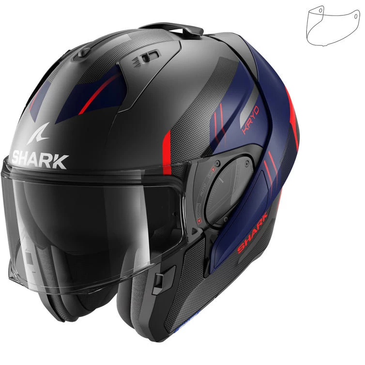 Shark Evo-ES Kryd Matt Anthracite Blue Red Flip Front Motorcycle Helmet & Visor 2 Shark Evo-ES Kryd Matt Anthracite Blue Red Flip Front Motorcycle Helmet & Visor - Image 2