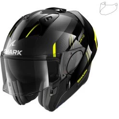 Shark Evo-ES Kryd Anthracite Black Yellow Flip Front Motorcycle Helmet & Visor