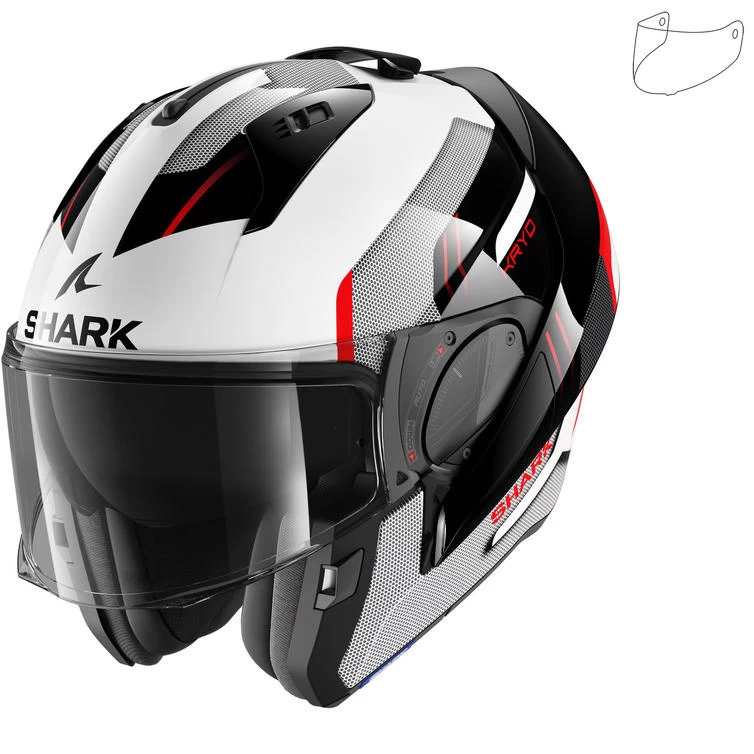Shark Evo-ES Kryd White Black Red Flip Front Motorcycle Helmet & Visor 2 Shark Evo-ES Kryd White Black Red Flip Front Motorcycle Helmet & Visor - Image 2