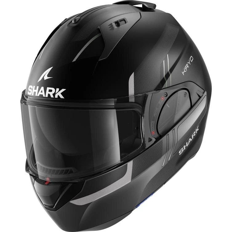 Shark Evo-ES Kryd Matt Black Anthracite Silver Flip Front Motorcycle Helmet & Visor 6 Shark Evo-ES Kryd Matt Black Anthracite Silver Flip Front Motorcycle Helmet & Visor - Image 6