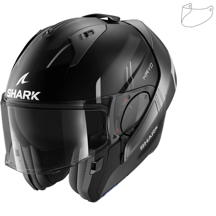 Shark Evo-ES Kryd Matt Black Anthracite Silver Flip Front Motorcycle Helmet & Visor 2 Shark Evo-ES Kryd Matt Black Anthracite Silver Flip Front Motorcycle Helmet & Visor - Image 2