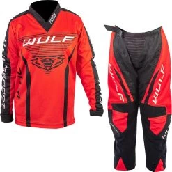 Wulfsport 2023 Kids Linear Motocross Jersey & Pants Red Kit