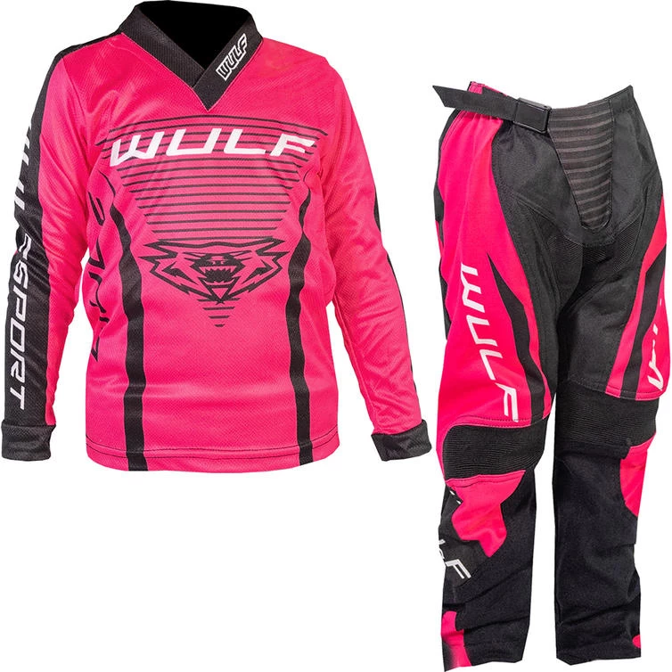 Wulfsport 2023 Kids Linear Motocross Jersey & Pants Pink Kit 1 Wulfsport 2023 Kids Linear Motocross Jersey & Pants Pink Kit