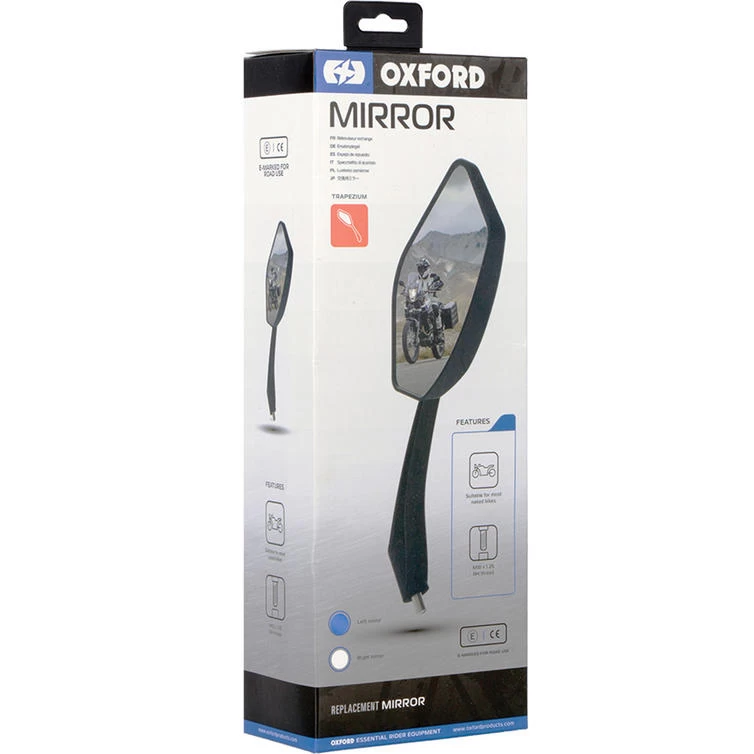 Oxford Trapezium Naked Bike Mirror Left (OX152) 4 Oxford Trapezium Naked Bike Mirror Left (OX152) - Image 4