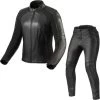Rev It Maci Ladies Leather Motorcycle Jacket & Trousers Black Kit