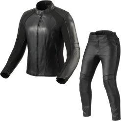 Rev It Maci Ladies Leather Motorcycle Jacket & Trousers Black Kit -Biker Style Shop lrgscale28946 Rev It Maci Ladies Leather Motorcycle Jacket Trousers Kit Black 1600 1 1