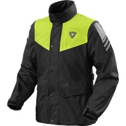 Rev It Nitric 4 H2O Motorcycle Rain Jacket 8 Rev It Nitric 4 H2O Motorcycle Rain Jacket -Biker Style Shop lrgscale28983 Rev It Nitric 4 H2O Motorcycle Rain Jacket Black Neon Yellow 1600 1