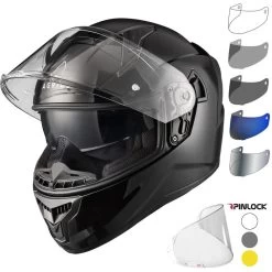 Agrius Wrath Solid Gloss Black Motorcycle Helmet Pinlock And Visor