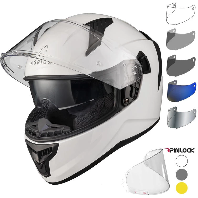Agrius Wrath Solid Gloss White Motorcycle Helmet Pinlock And Visor 2 Agrius Wrath Solid Gloss White Motorcycle Helmet Pinlock And Visor - Image 2
