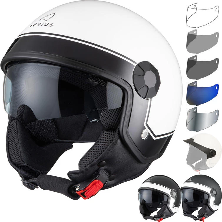 Agrius Score Solid Open Face Motorcycle Helmet, Peak & Visor 2 Agrius Score Solid Open Face Motorcycle Helmet, Peak & Visor - Image 2