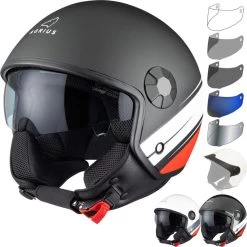 Agrius Score Conoid Open Face Motorcycle Helmet, Peak & Visor