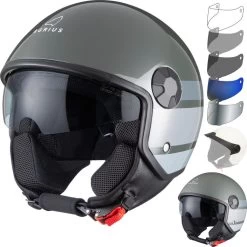 Agrius Score Stria Open Face Motorcycle Helmet, Peak & Visor