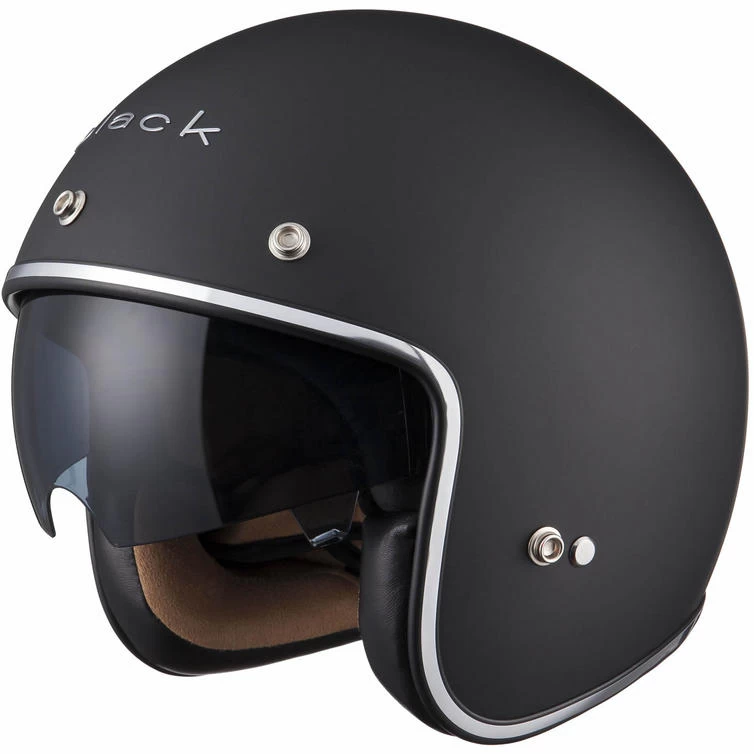 Black Classic Open Face Motorcycle Helmet 2 Black Classic Open Face Motorcycle Helmet - Image 2