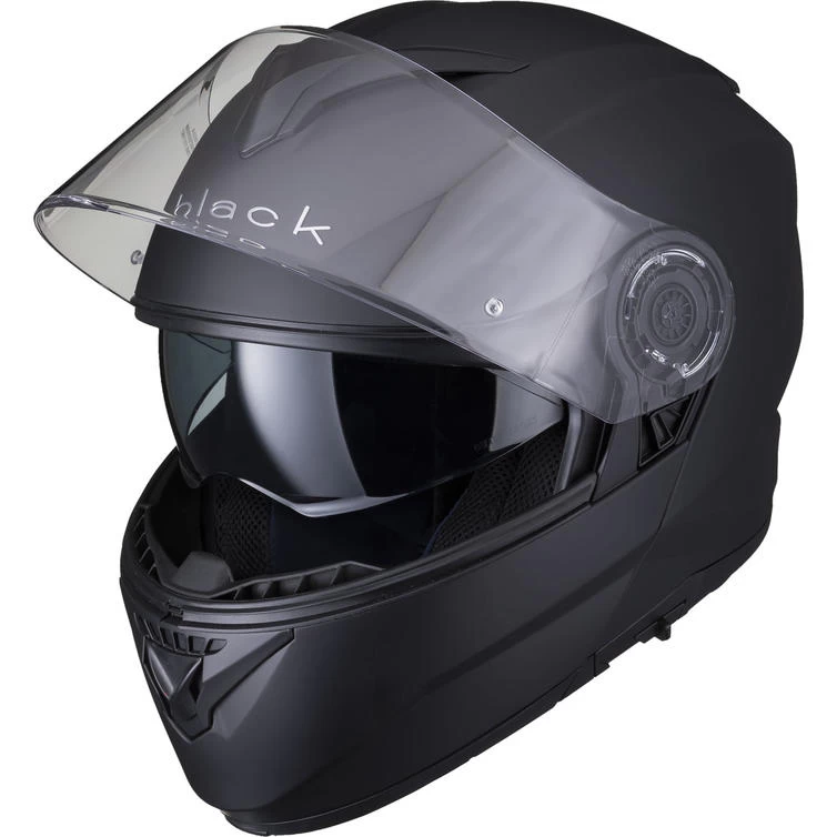 Black Optimus II Flip Front Solid Motorcycle Helmet & Visor 4 Black Optimus II Flip Front Solid Motorcycle Helmet & Visor - Image 4