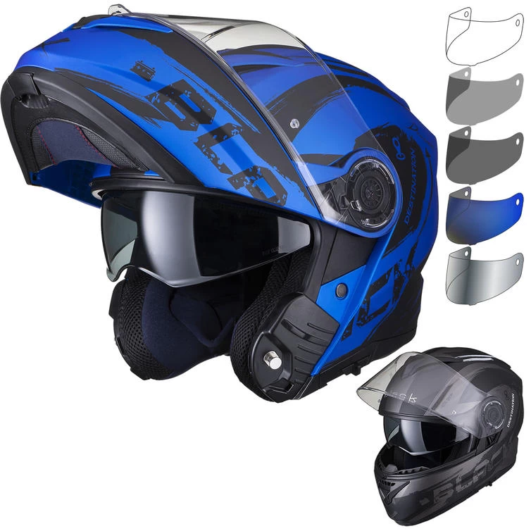 Black Optimus II Destination Flip Front Motorcycle Helmet & Visor Kit 1 Black Optimus II Destination Flip Front Motorcycle Helmet & Visor Kit
