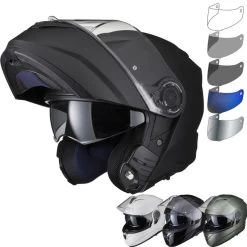 Black Optimus II Flip Front Solid Motorcycle Helmet & Visor