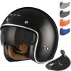 Black Classic Black Open Face Motorcycle Helmet Peak & Visor