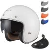 Black Classic White Open Face Motorcycle Helmet Peak & Visor