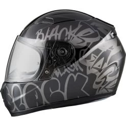 Black FastTrack Deface Kids Motorcycle Helmet -Biker Style Shop lrgscale5381 Black FastTrack Deface Kids Motorcycle Helmet Black 1600 3