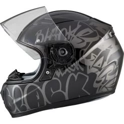 Black FastTrack Deface Kids Motorcycle Helmet -Biker Style Shop lrgscale5381 Black FastTrack Deface Kids Motorcycle Helmet Black 1600 4